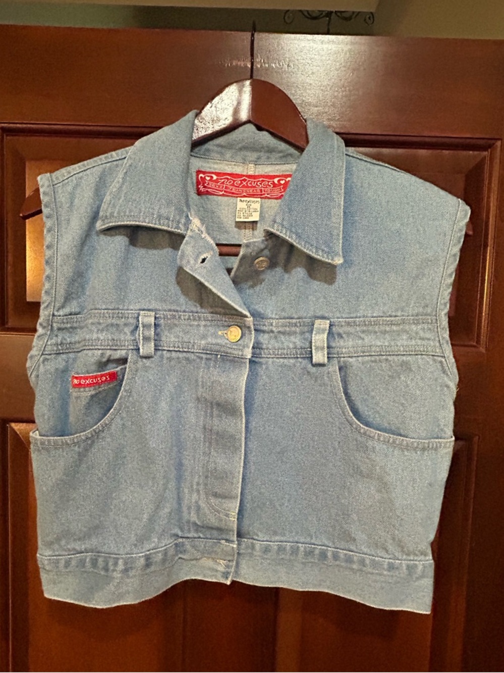 Vintage Y2K No Excuses Light Wash Denim Jean Vest Medium
